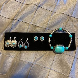 Turquoise Earrings and Bracelet Set